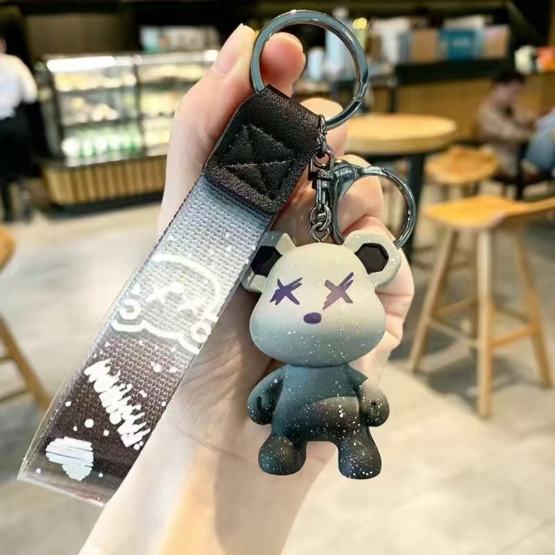 Gradient Starry Sky Bear Keychain Doll Pendant PVC Chameleon Bear Cute Cartoon Couple Bag Pendant Chain_autovado.com