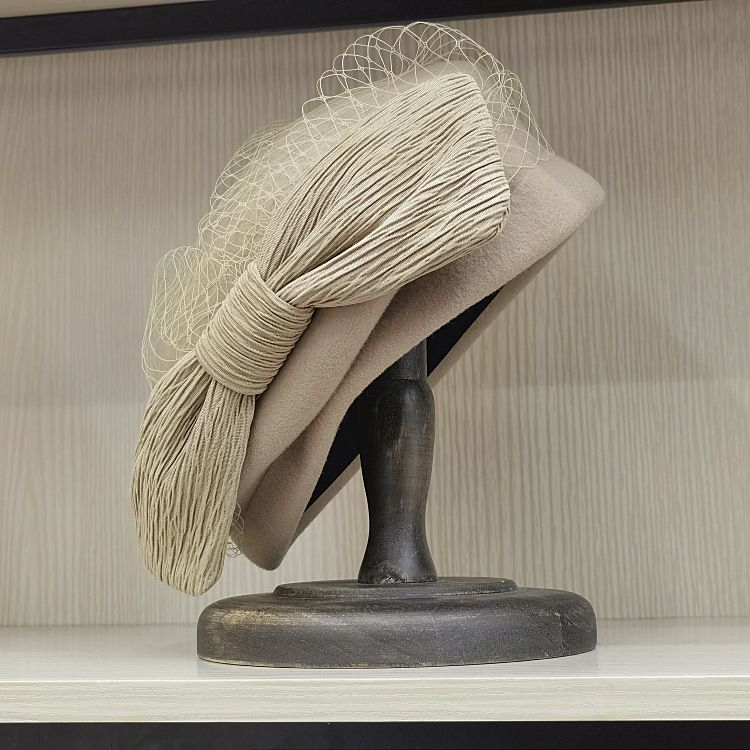 Hot Sale French Beret for Women Winter Veil Netting Bow Fascinator Hats Ladies Wedding Party Church Fedora Hat_autovado.com