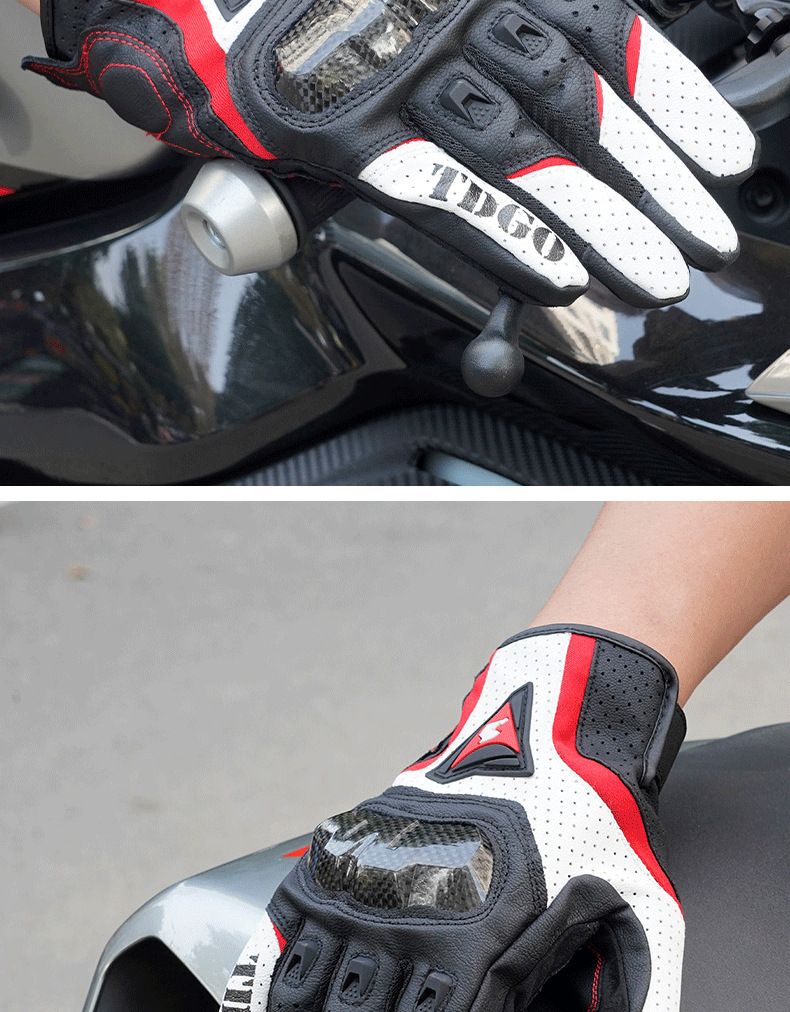 Accessories Riding Genuine Leather Gloves For Men Carbon Fiber Electric Bike Motorcycle Protective Gear Summer Anti-drop_autovado.com