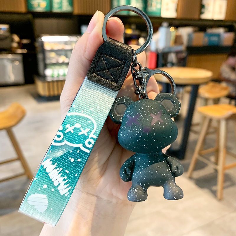 Chameleon Bear Keychain Braided Rope Car Keychain Female Cartoon Bear Creative Couple Exquisite Bag Pendant_autovado.com