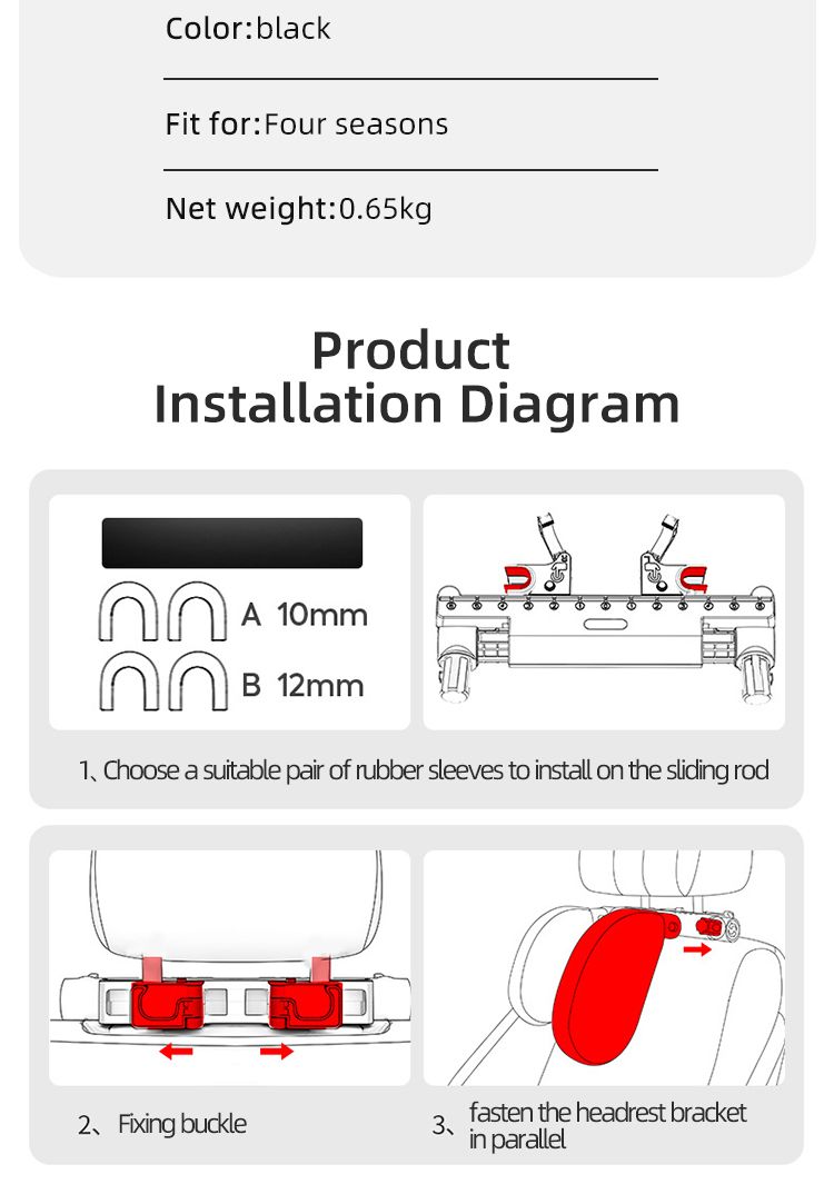 A 45D Slow-Rebound Space Memory Foam With Double Hooks For The Car Seat Side Sleeping Headrest_autovado.com