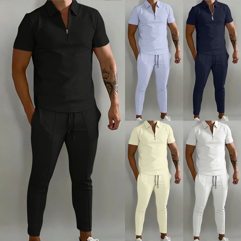 Men's Basic Solid Color Casual Sports Suit_autovado.com
