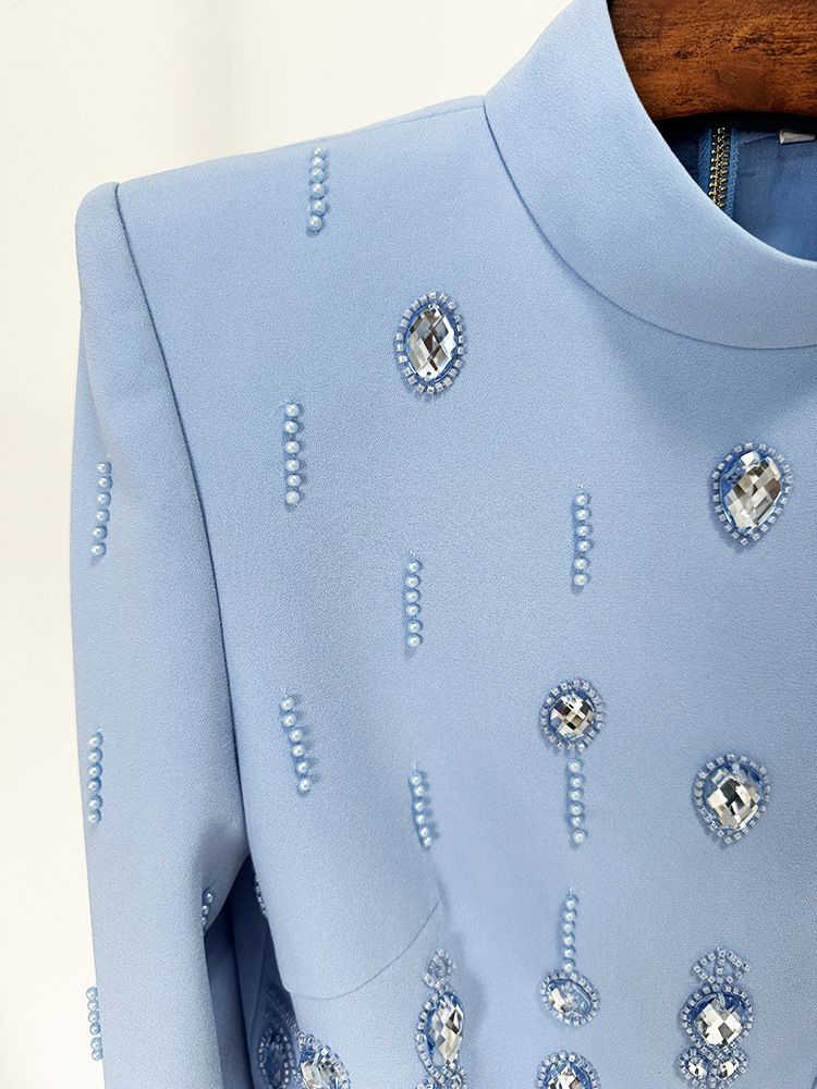 Women's Clothing celebrity fashion new heavy beaded diamond short top skirt suit two piece suit_autovado.com
