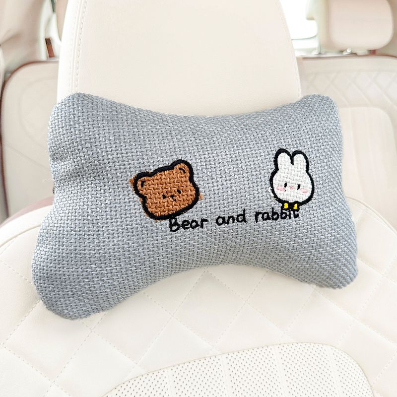 Car Cover, Cushion 2025 New Cute Little Bear Linen Car Interior Five Piece Set, All Season Universal Seat Cove_autovado.com