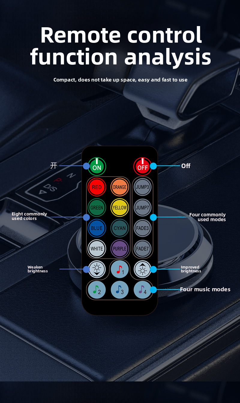 Car Atmosphere Interior Modification USB Sound Cold Colorful Remote Control Wireless Guide Rhythm Light Strip_autovado.com