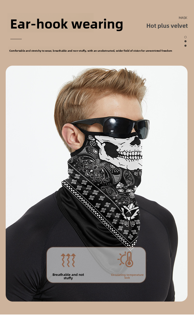 Winter Motorcycle Fleece-Lined Riding Mask Outdoor Bicycle Mountaineering Cold-Proof Ear-Hanging Triangle Scarf_autovado.com