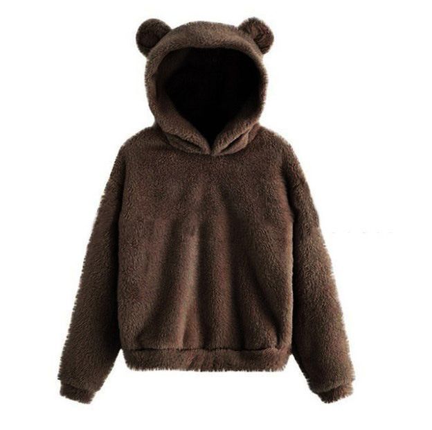 Women's Clothing autumn and winter new fluffy rabbit ears hooded warm sweater sweater_autovado.com