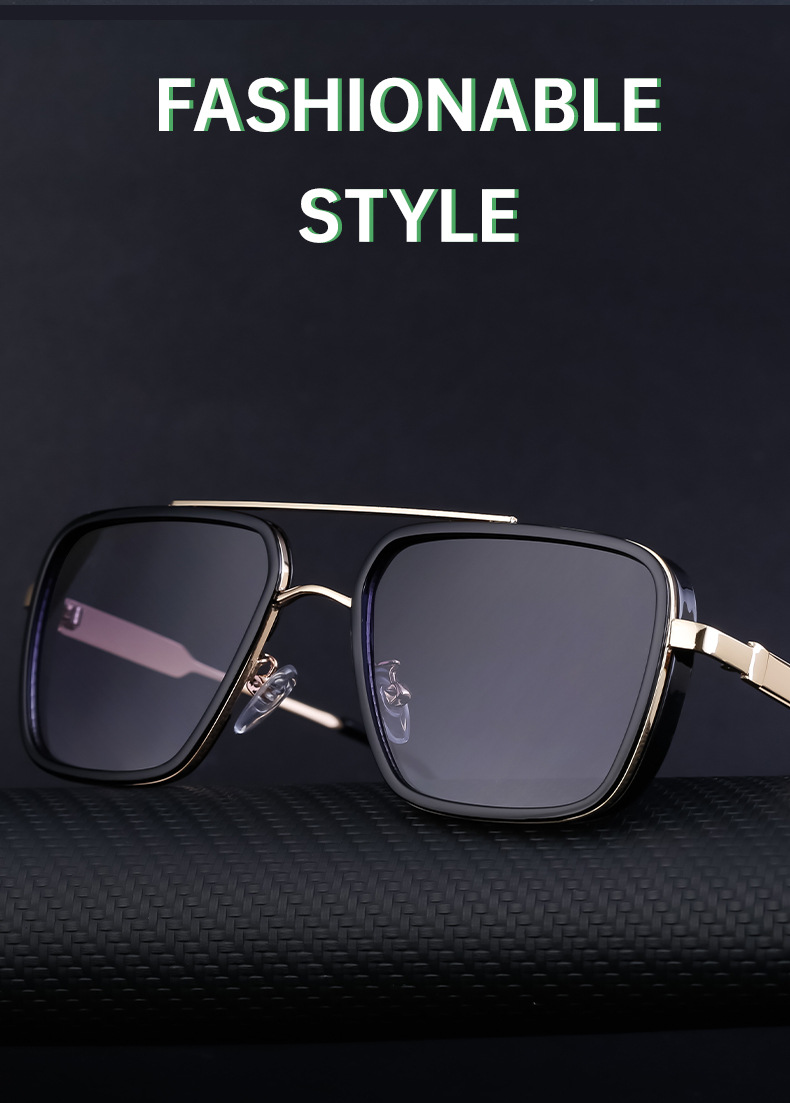 2024 New European and American Retro Punk Style Sunglasses Men's Sun Protection Square Frame Sunglasses Men's Cross-Border Wholesale Shades_autovado.com