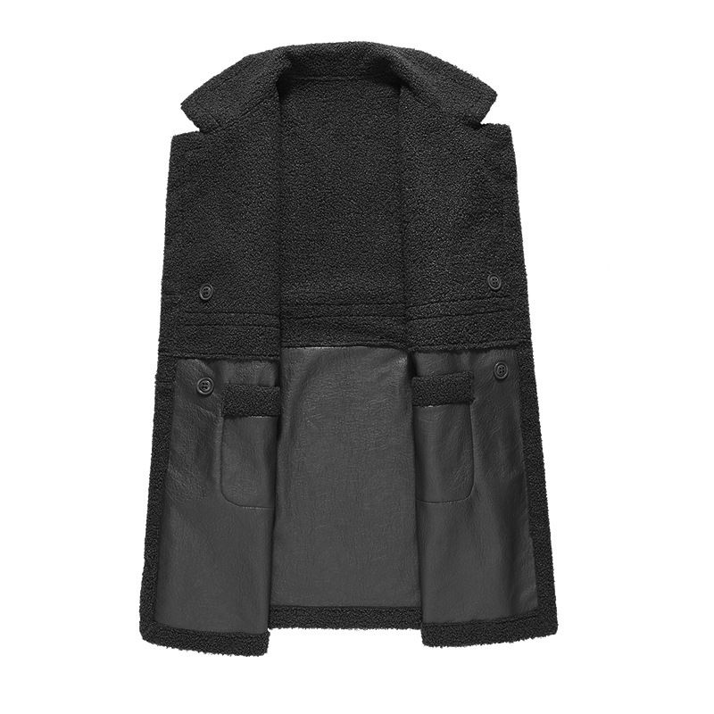 Women's fashion fur one with velvet thick suit collar wear loose plus fat plus leather coat on both sides_autovado.com