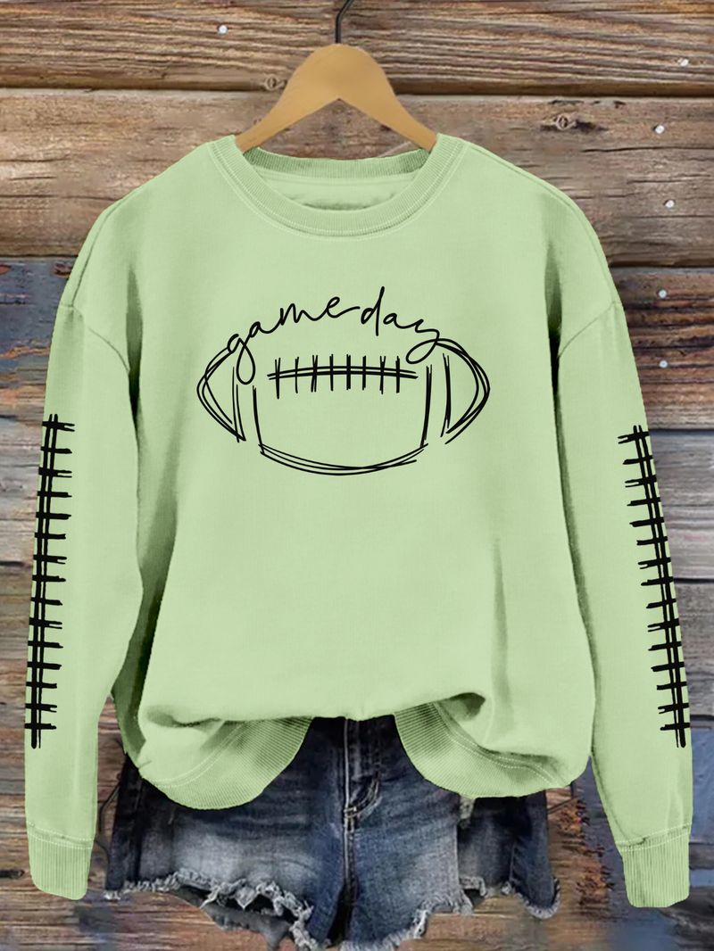 Women's Clothing new autumn game day print fashion sweater spot trend long sleeve_autovado.com