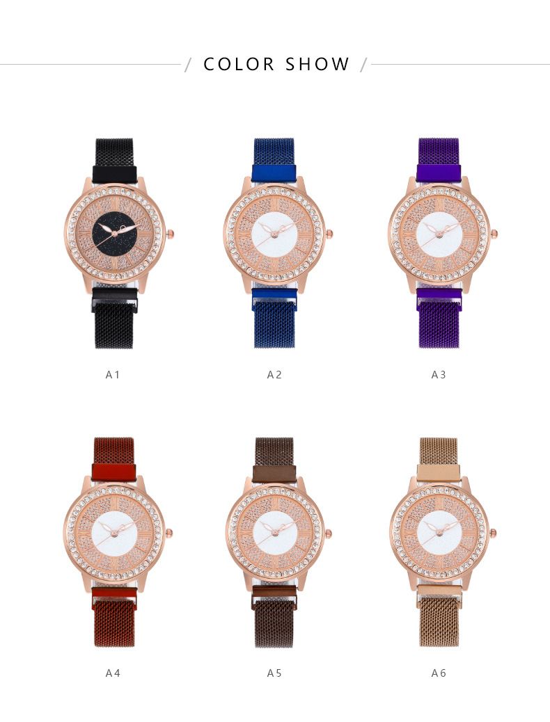Diamond-embedded Fashion Women's Watch quartz watch lazy iron-absorbing magnetic iron-absorbing stone women's watch_autovado.com