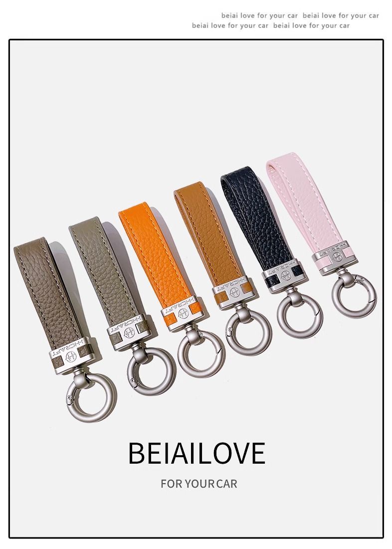 Sakura Car Keychain Women's Fashion Personality High End Genuine Leather Keychain Car Key Pendant Car Bag Ornaments_autovado.com
