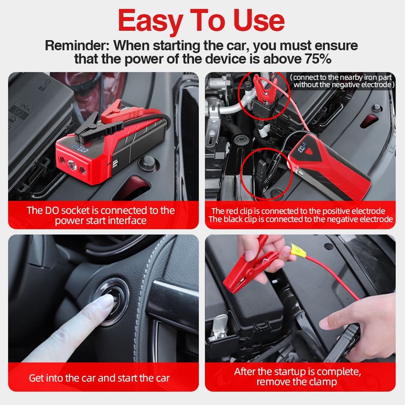 ✮XTITAN 298000mAh 5V 2A Jump Starter PowerBank Car Jumper Power Bank With Tire Pump☝_autovado.com