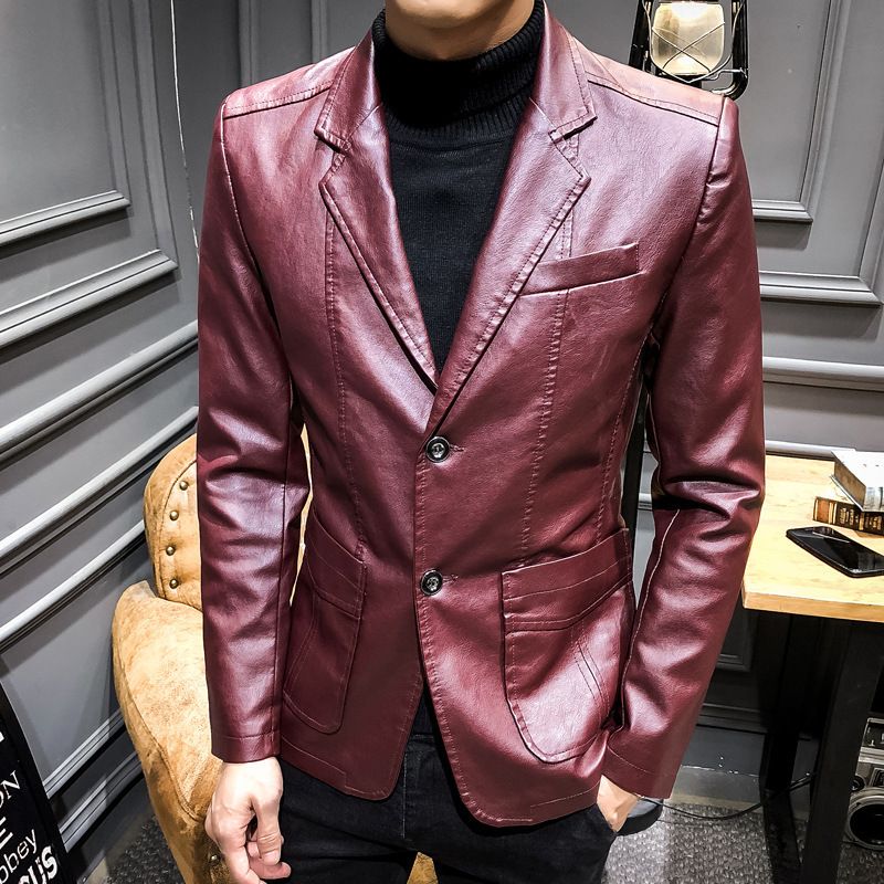 Men's Clothing Leather Suit Autumn New Casual Jacket Style Slim Lapel Leather Suit Leather Jacket Men's_autovado.com