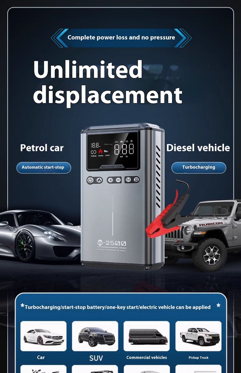 Car starting supply, inflation pump integrated machine, low power battery, device, emergency strong start, ignition_autovado.com