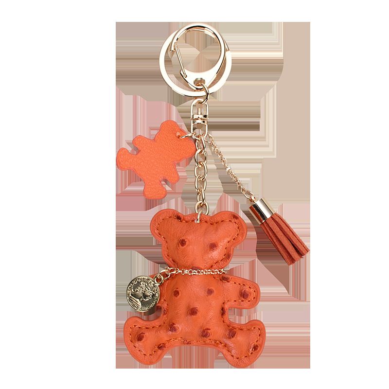 Ins Style Cute Necklace Bear Leather Key Pendant Creative Cartoon Ladies Bag Car Key Chain_autovado.com
