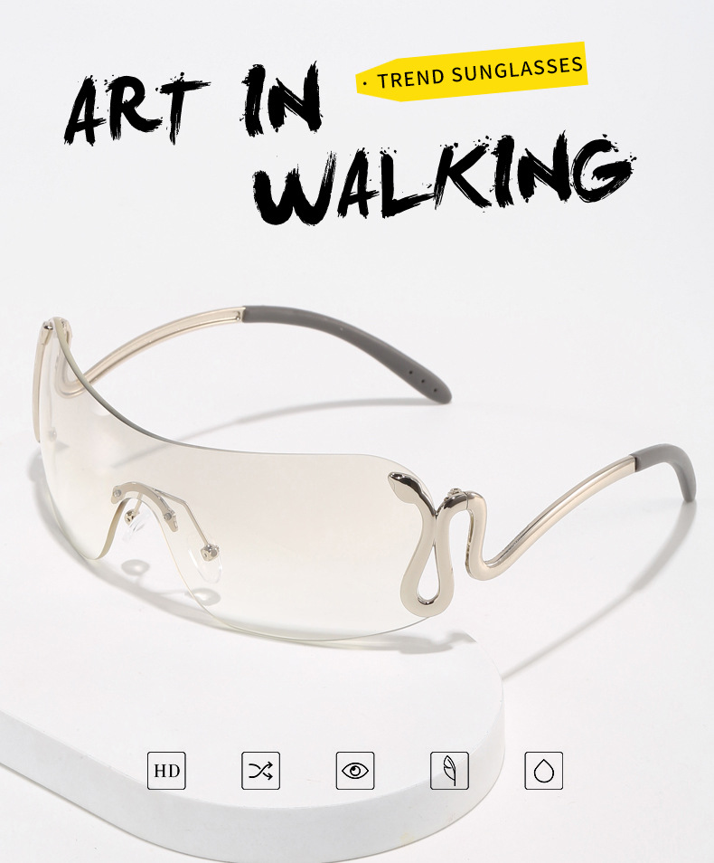 Unisex Spirit snake one-piece sunglasses Fashion personality sunglasses Fashion Y2K sunglasses_autovado.com