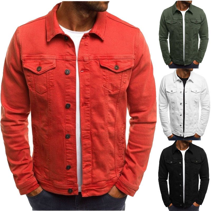 Men's Casual Solid Color Jacket Cardigan Button Cargo Jacket_autovado.com