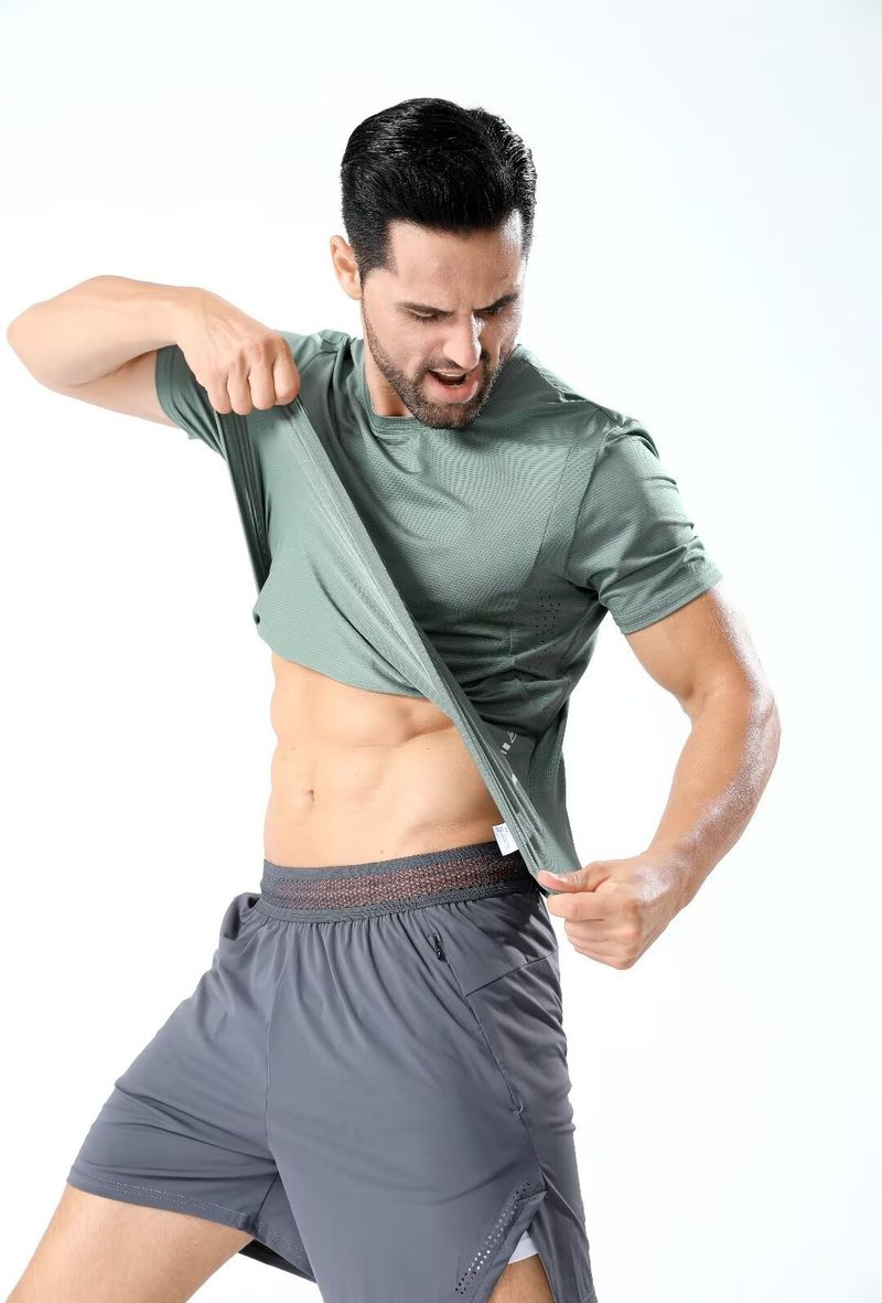Men's Clothing Sports T-Shirt Quick-Drying Short-Sleeved Running Fitness Training Clothes Elastic Breathable Ice-Feel Cycling Clothes_autovado.com