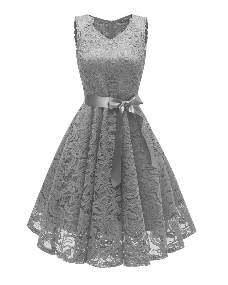 Women's Nordic small fresh V-neck mature women's big swing lace women's dress_autovado.com