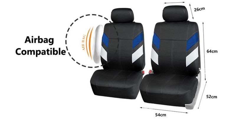 New splicing color Blue white sandwich Black PVC car seat cover_autovado.com