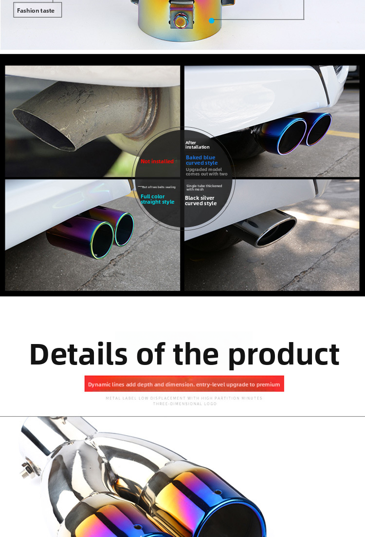Stainless Steel Muffler Gas Cover Decoration Single Car Exhaust Pipe Universal Tail Throat_autovado.com