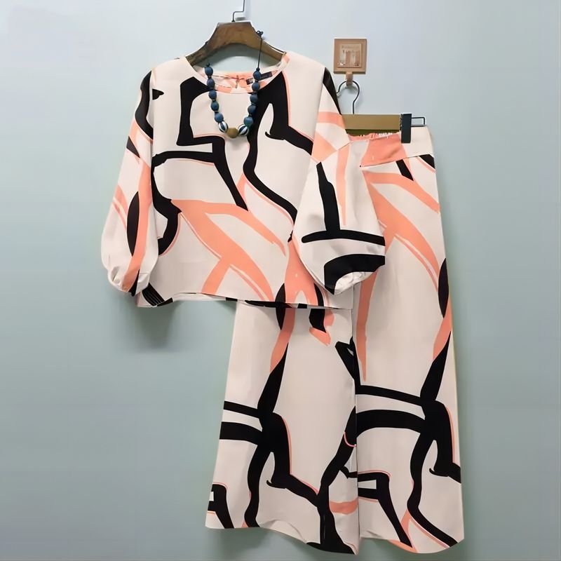 Women's fashion casual with suit shirt wide-leg pants 2-piece set_autovado.com