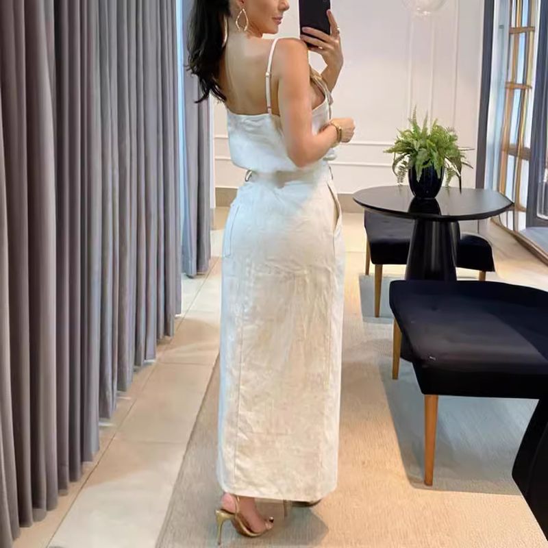 Holiday Daily Women's Streetwear Solid Color Linen Cotton Skirt Sets Skirt Sets_autovado.com
