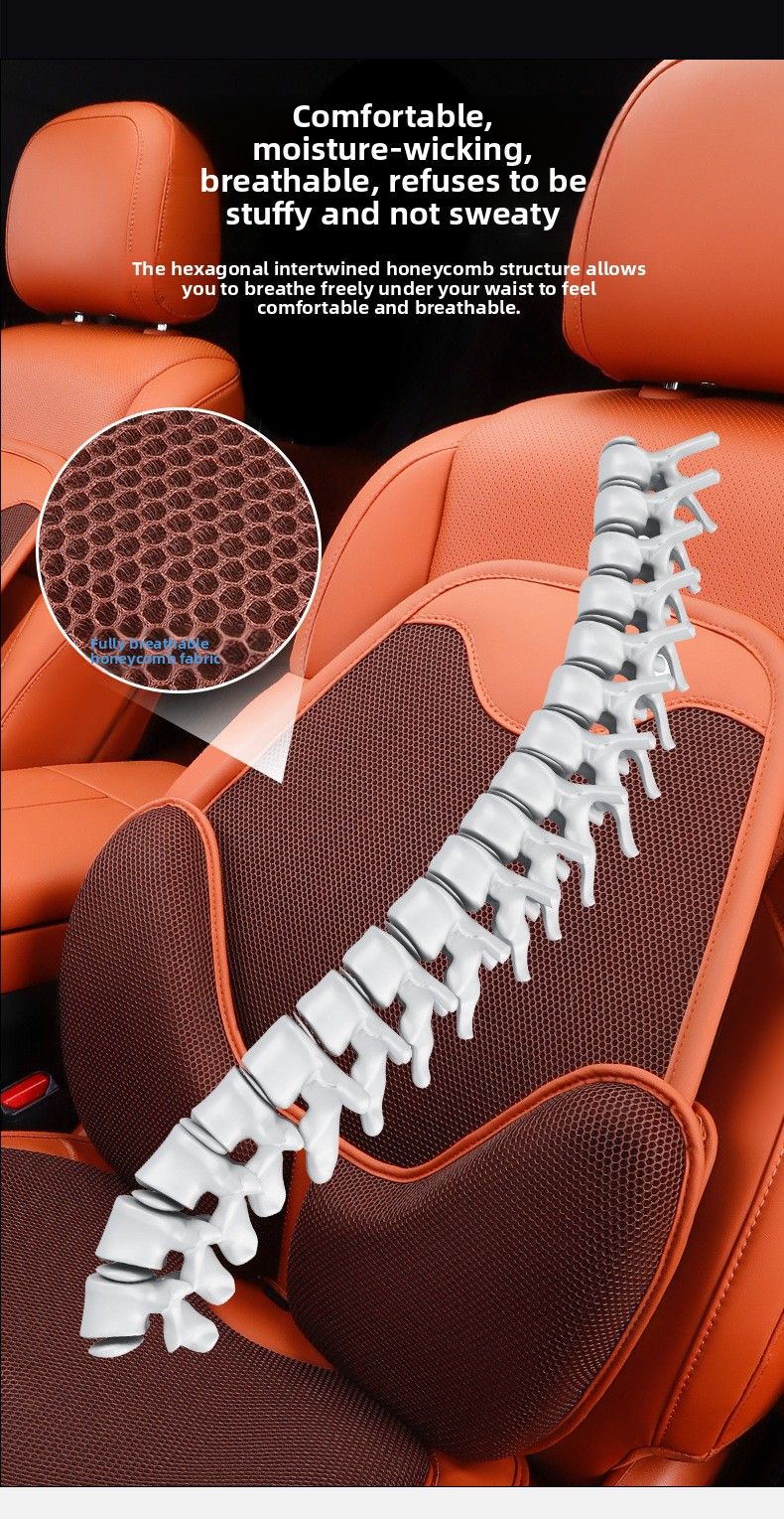 Comfortable Non-slip Universal Car Cover Ventilation Ice Silk Four Seasons Breathable Seat Cushion Waist Support_autovado.com