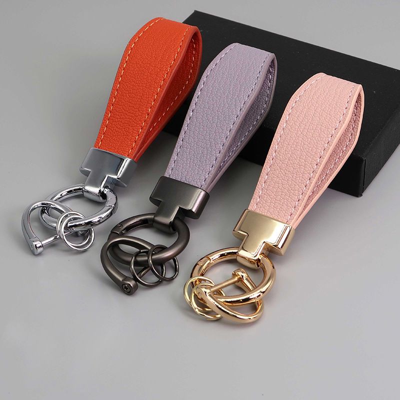 New Leather Car Keychain Exquisite Lamb Pattern Key Ring Pendant Creative Men And Women Leather Pendant_autovado.com
