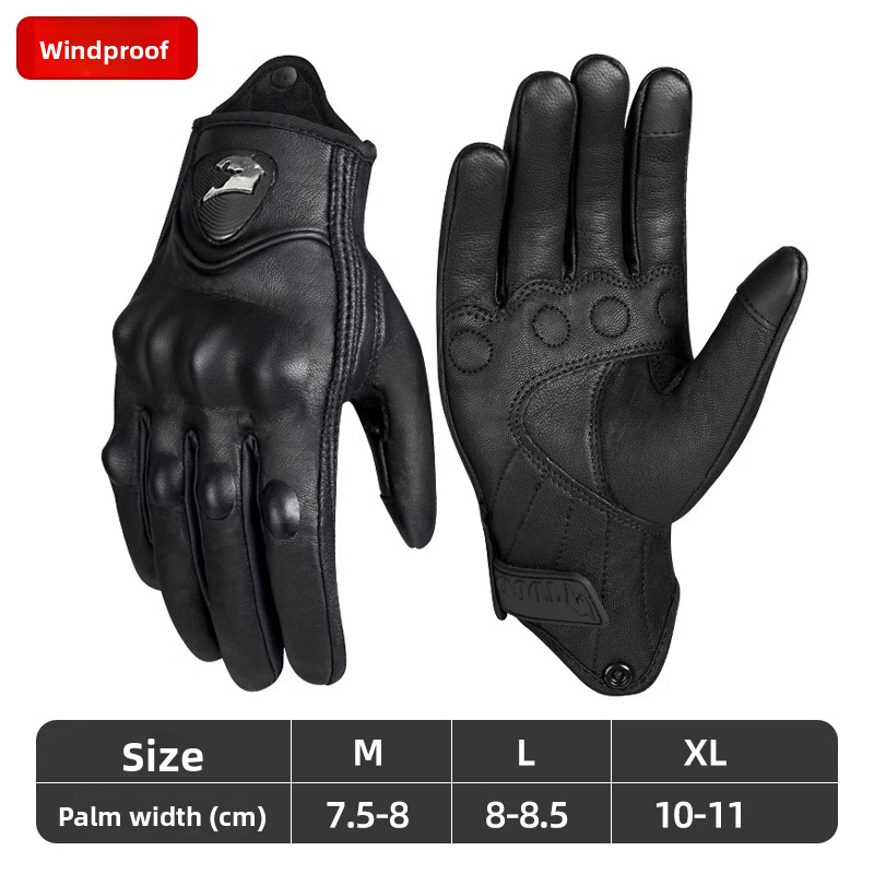 Accessories Riding Genuine Leather Gloves For Men Carbon Fiber Electric Bike Motorcycle Protective Gear Summer Anti-drop_autovado.com