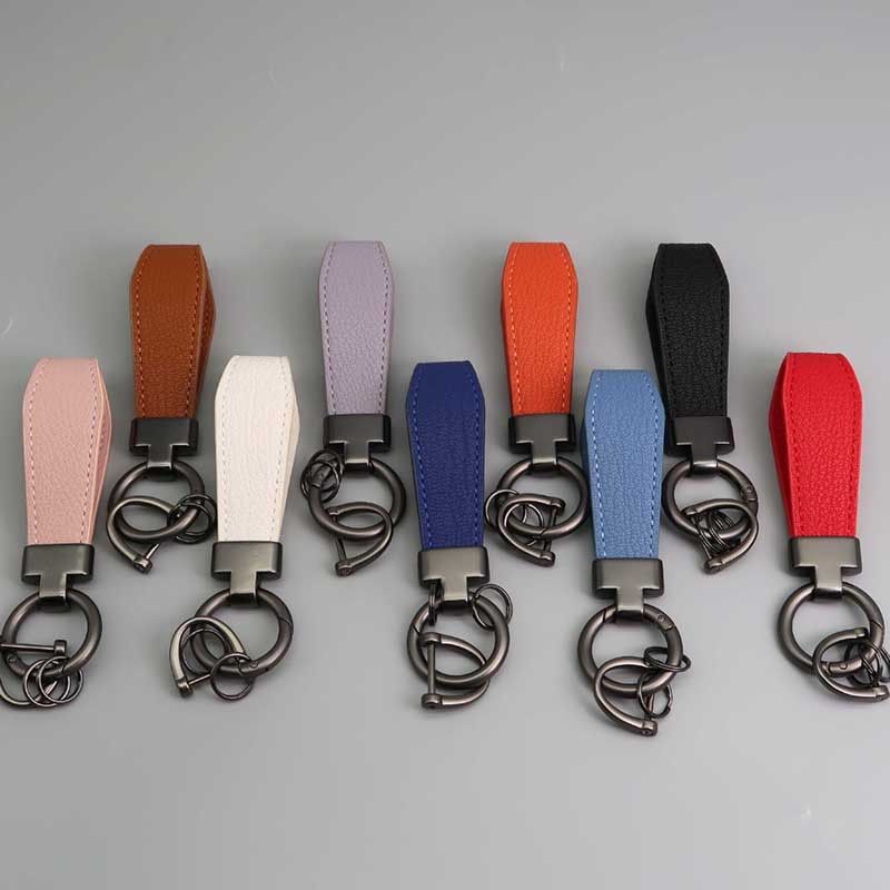 New Leather Car Keychain Exquisite Lamb Pattern Key Ring Pendant Creative Men And Women Leather Pendant_autovado.com