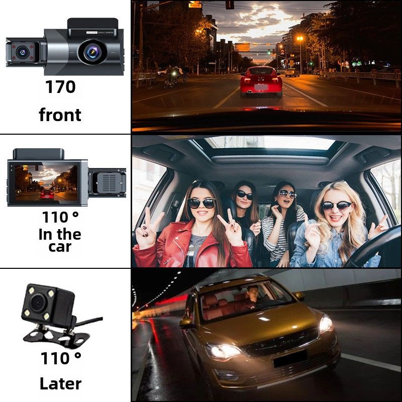 High-definition 1080P three-recording driving recorder multi-lens panoramic parking app interconnected monitoring vehicle camera_autovado.com