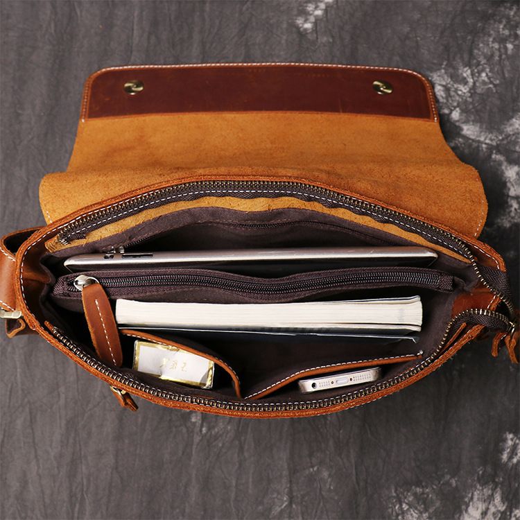 Men's Shoulder Bag New Vintage Genuine Leather Men's Bag Handmade Women's Cowhide Crossbody Bag Crazy Horse Leather Simple and High end Feeling_autovado.com