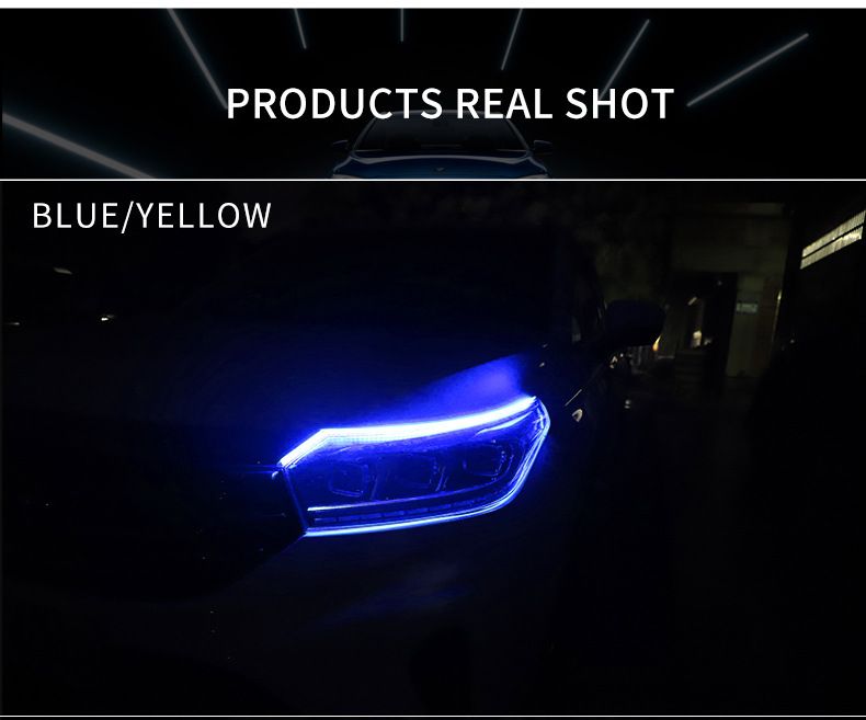Car Ultra-Thin LED Daytime Running Guide Flowing Dual Color With Turn Signal Universal Silicone Decorative Light Strip_autovado.com