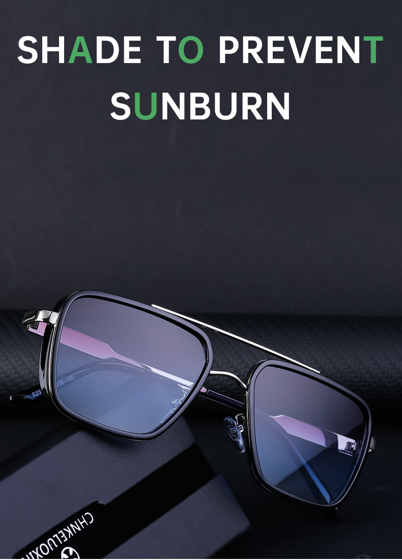 2024 New European and American Retro Punk Style Sunglasses Men's Sun Protection Square Frame Sunglasses Men's Cross-Border Wholesale Shades_autovado.com