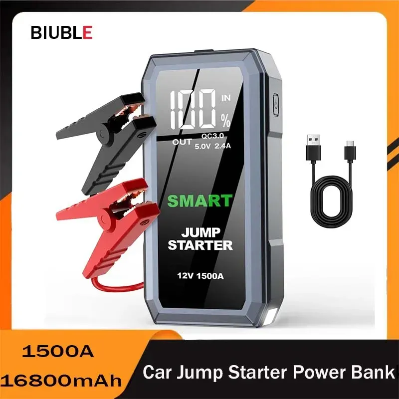 Car Jump Starter 1500A Battery Charger 16800mAh Emergency Power Bank Booster With LED Lighting Starting Device For 12V_autovado.com