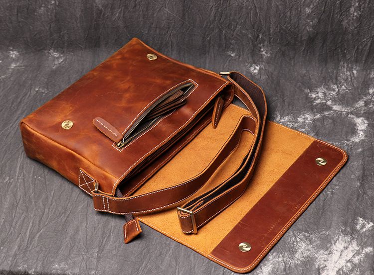 Men's Shoulder Bag New Vintage Genuine Leather Men's Bag Handmade Women's Cowhide Crossbody Bag Crazy Horse Leather Simple and High end Feeling_autovado.com