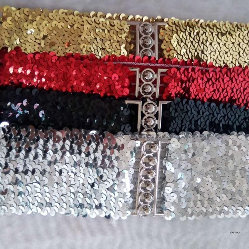 HOT Cowboy Bling Full Sequins Elastic Eye-Catching Belt for Adult_autovado.com