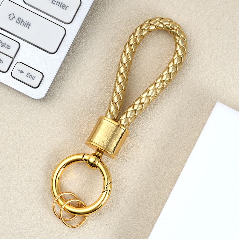Creative Leather Car Keychain Braided Rope Metal Key Ring Cross Border Couple Key Chain Bag Small Pendant_autovado.com