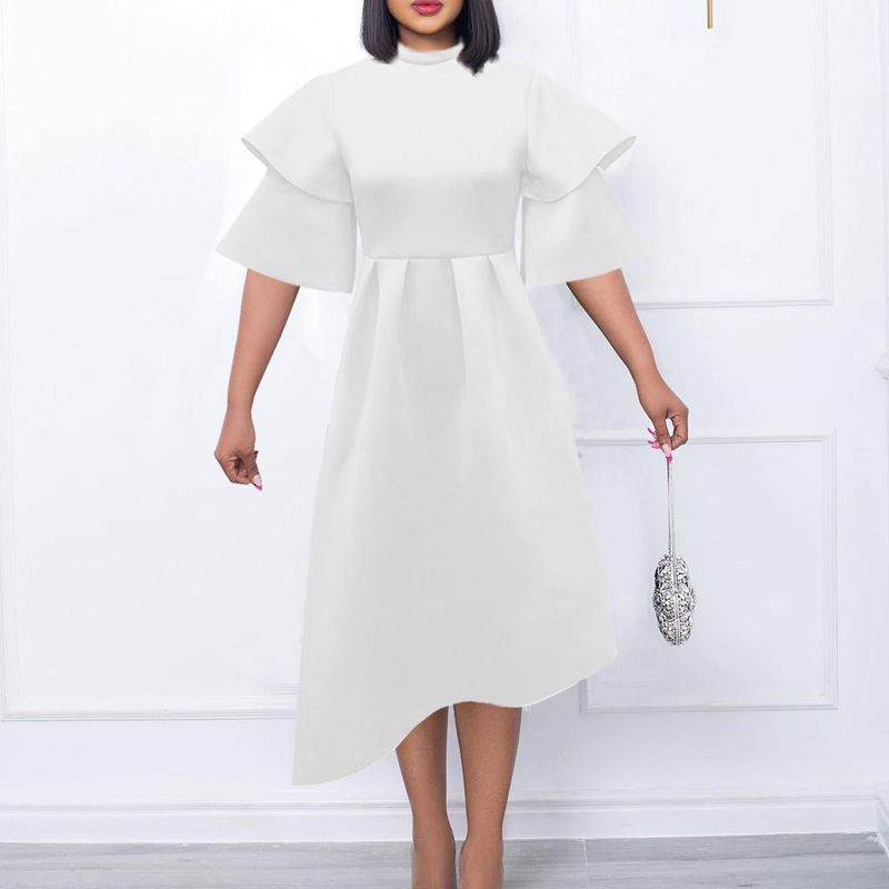 Women's Clothing women's new style double half turtleneck solid color large swing evening dress large size dress_autovado.com