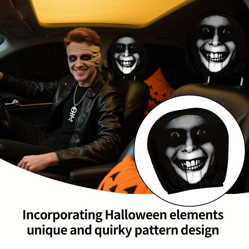 Car Head Rest Covers Set Halloween Funny Auto Headrest Protector Soft Vehicle Accessories For Women Men Daily Taxi_autovado.com