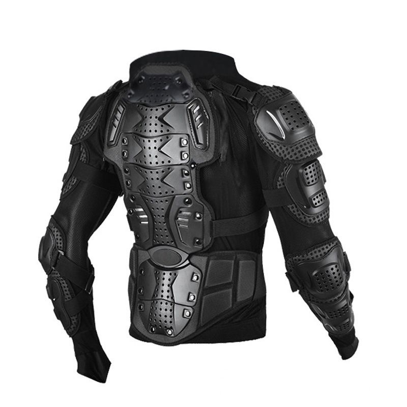 Motorcycle Armor Protection Set - CE Certified Full-Body Safety Gear With Knee/Elbow/Chest/Neck Guards For Men & Women (Black/Red, S-4XL)_autovado.com