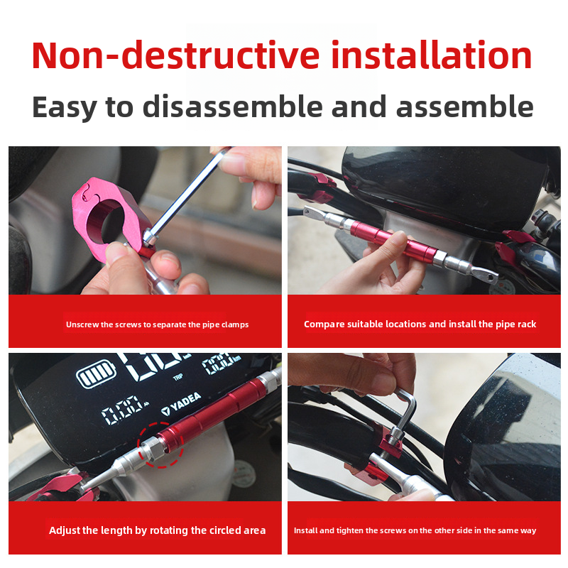 Motorcycle Modification Thickened Crossbar Extension Handlebar Balance Pull Rod Electric Vehicle Reinforced Headstock_autovado.com