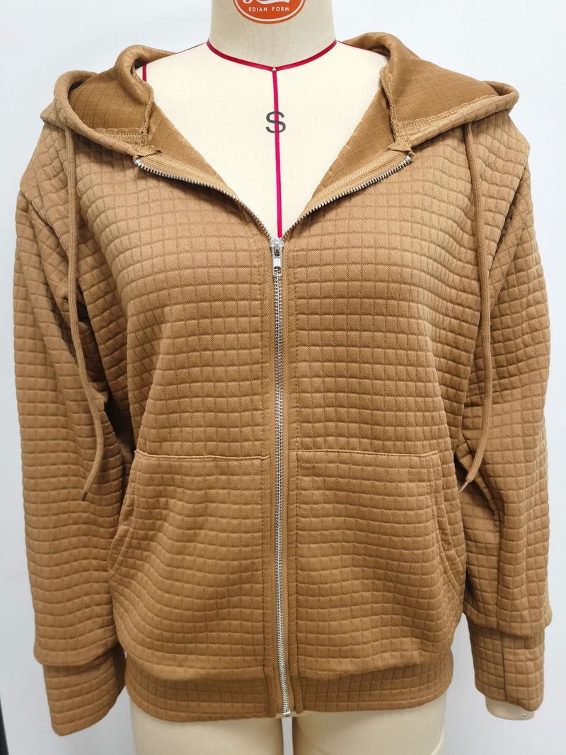 Women's Clothing zipper hooded cardigan long sleeved sweater jacket_autovado.com