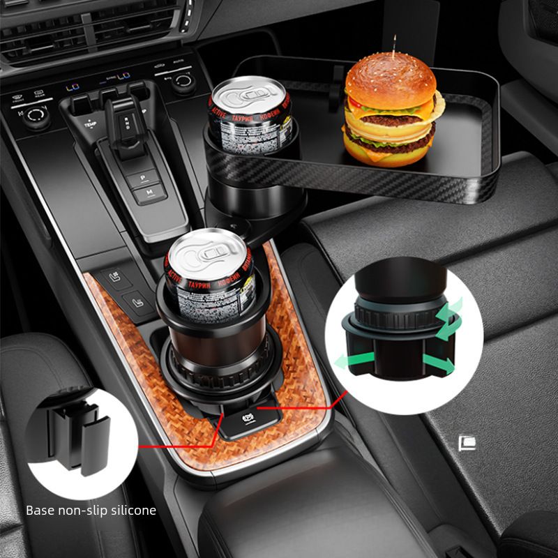 Cross-border Explosions Car Tray Cup Holder Rotatable One-half Beverage Rack Mobile Phone Rack Car Cup Holder Tray_autovado.com