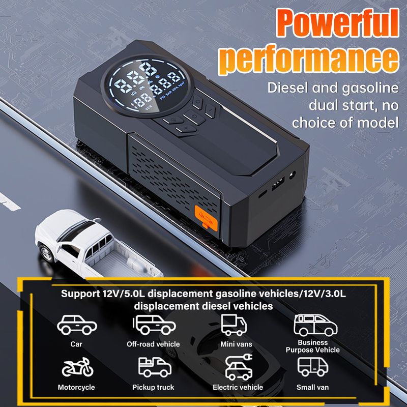 10800mAh 4 In 1 Car Jump Power Bank Pump Tire Air Compressor 12V Emergency Jumper Starter_autovado.com