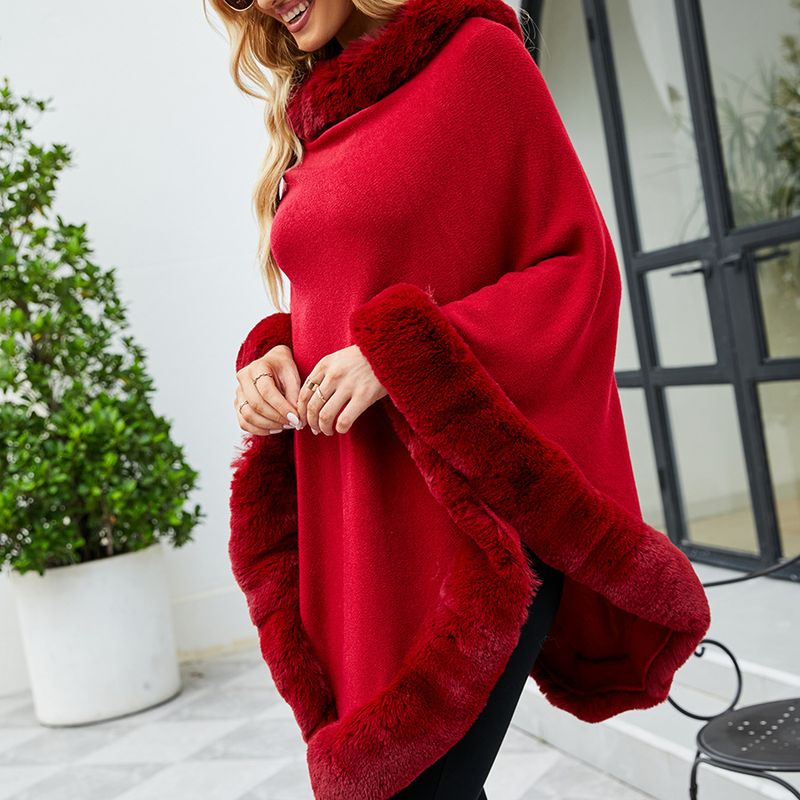 Women's Clothing 2023 autumn and winter new women's clothing shawl tassel cape fur collar pullover sweater women_autovado.com