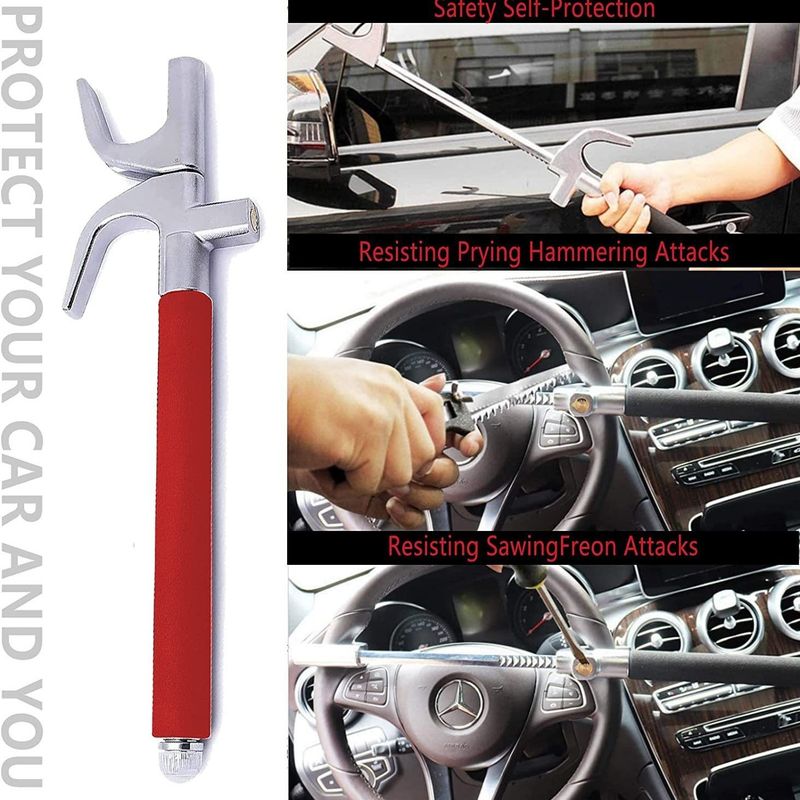 New Car Steering Wheel Multifunctional Adjustable Telescopic Security Anti-theft Thickened Window-breaking Metal_autovado.com