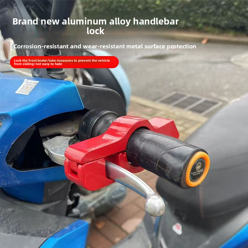 Electric Scooter Brake With Rope Pendant Safety Helmet Handlebar Motorcycle Waterproof Anti-theft Handle Horn Lock_autovado.com